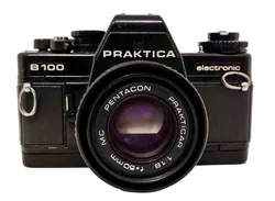 Praktica B100 electronic + MC Pentacon Prakticar 50mm f/1.8 + Tasche - Bild 1