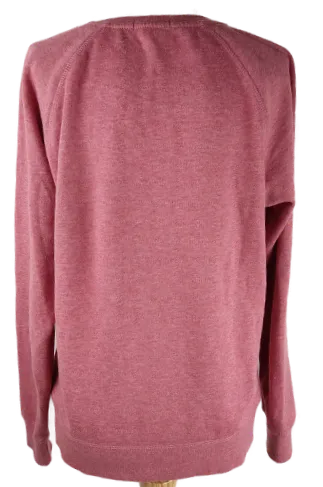 Pullover 'Amisu', langarm mit Rundhalsausschnitt, altrosa mit Aufdruck, Größe M – Bild 3