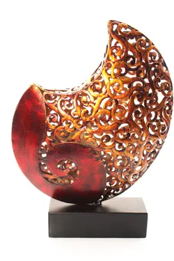 Dekorative Skulptur auf Sockel – Ornament Spirale in Gold-Rot, 19 cm - Bild 1
