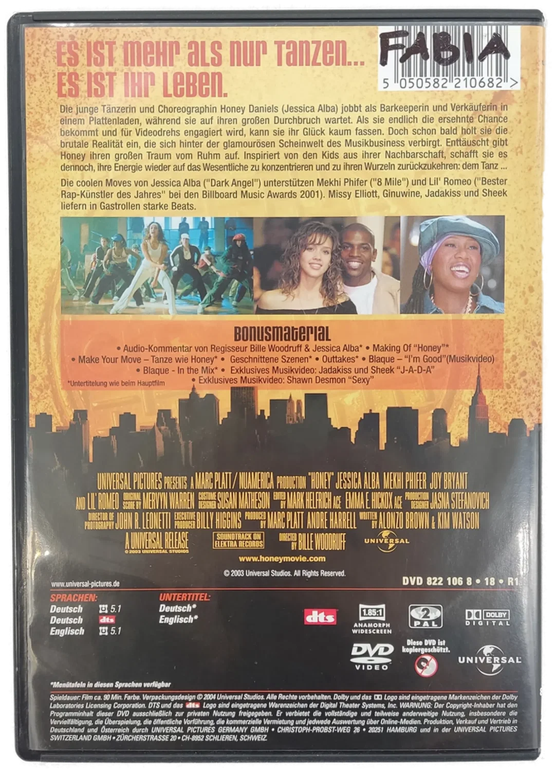 DVD "HONEY" mit Jessica Alba und Mekhi Phifer – Bild 2