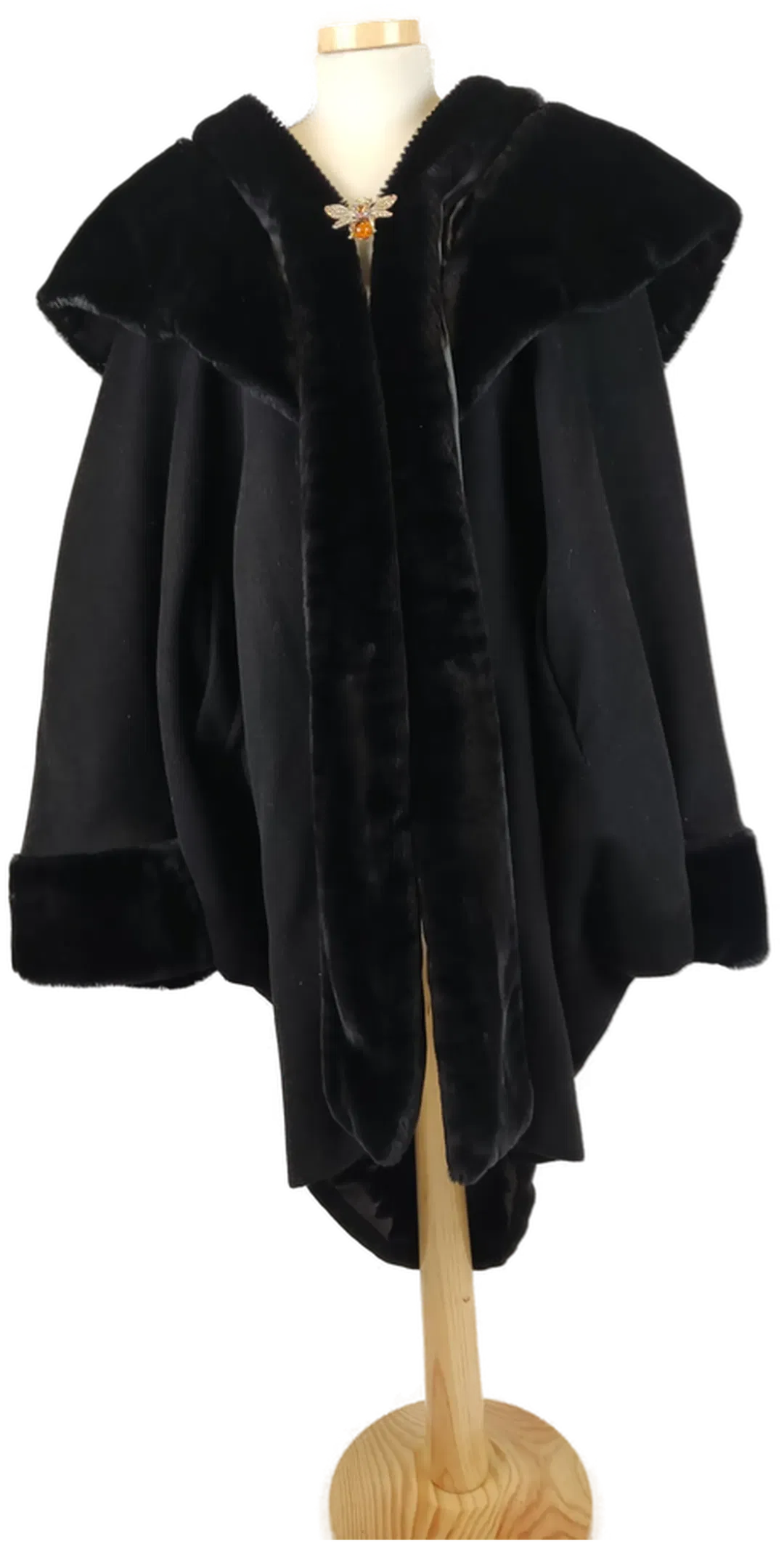 Erreuno Vintage Damen Wintermantel/Cape schwarz - XL/42 - Bild 1