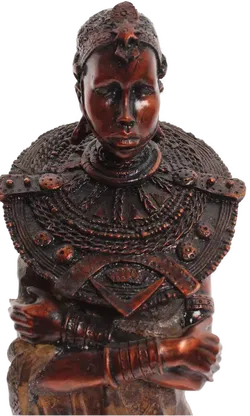 Afrikanisch Inspirierte Statuette / Figur einer Frau in Festtagstracht (ca. 36 cm) - Bild 2