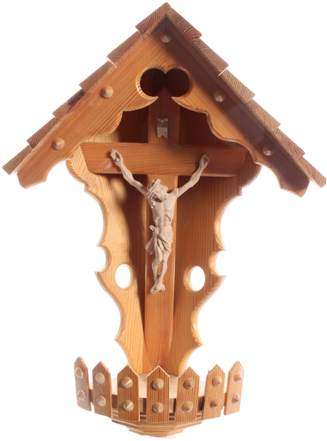 Herrgottswinkel aus Holz – Kruzifix mit Jesusfigur – handgeschnitzt – ca. 56 cm – religiös - Bild 4