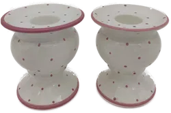 Gmundner Keramik Kerzenhalter Set (2 Stück) rosa Tupfen - Bild 3