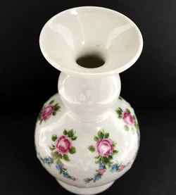 Weiße Porzellanvase mit Rosen- und Vergissmeinnicht-Dekor – Wallendorfer Porzellan, Höhe ca. 13,5 cm – Vorschau 2