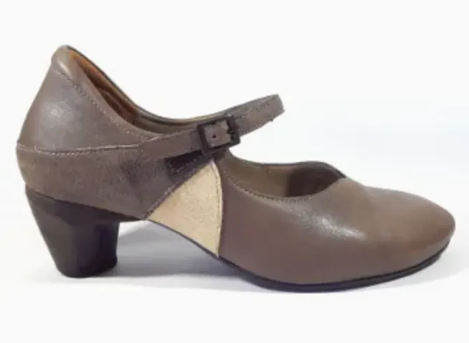 Think! Damen Riemchen Pumps, taupe/creme - Gr. 38,5 - Bild 1