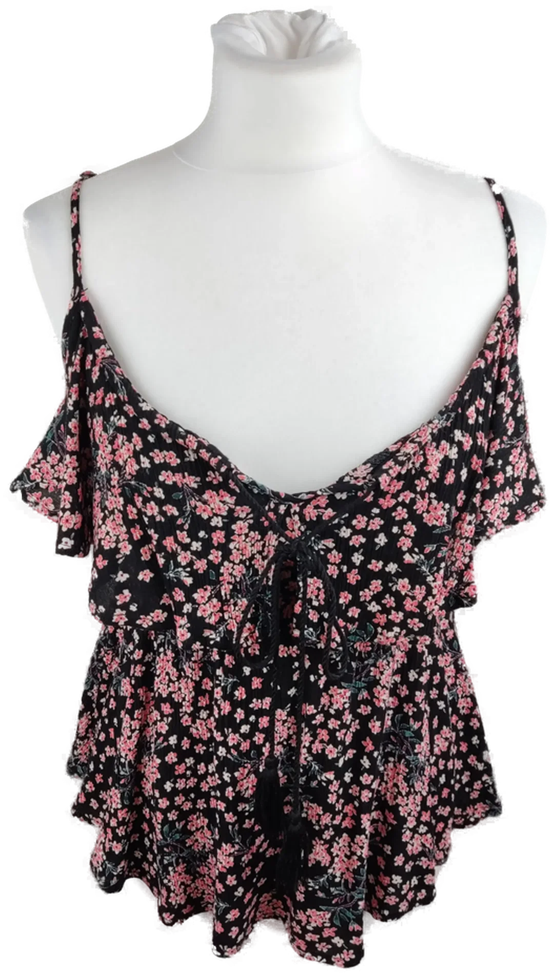 Geblümtes Damen-Top S/36 Schwarz-Rosa | Sommerlaune – Bild 1