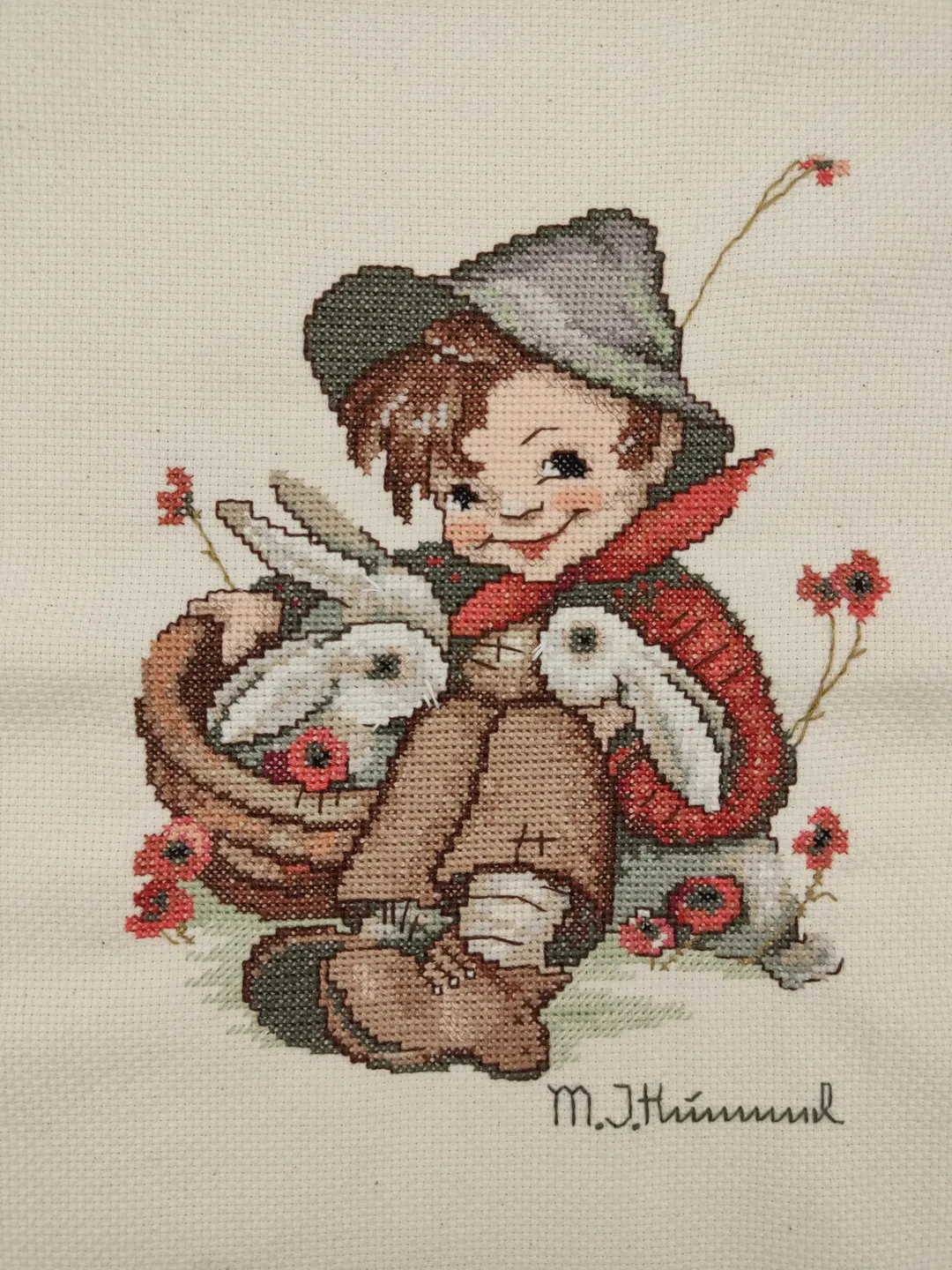 M. J. Hummel-Kreuzstich-Bild: Junge mit Hasen - Bild 4