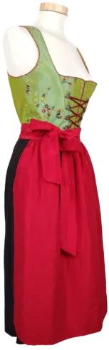 Salzburger Dirndl-Look Damen Trachten Kleid, grün/schwarz/rot - Gr. XS – Bild 2