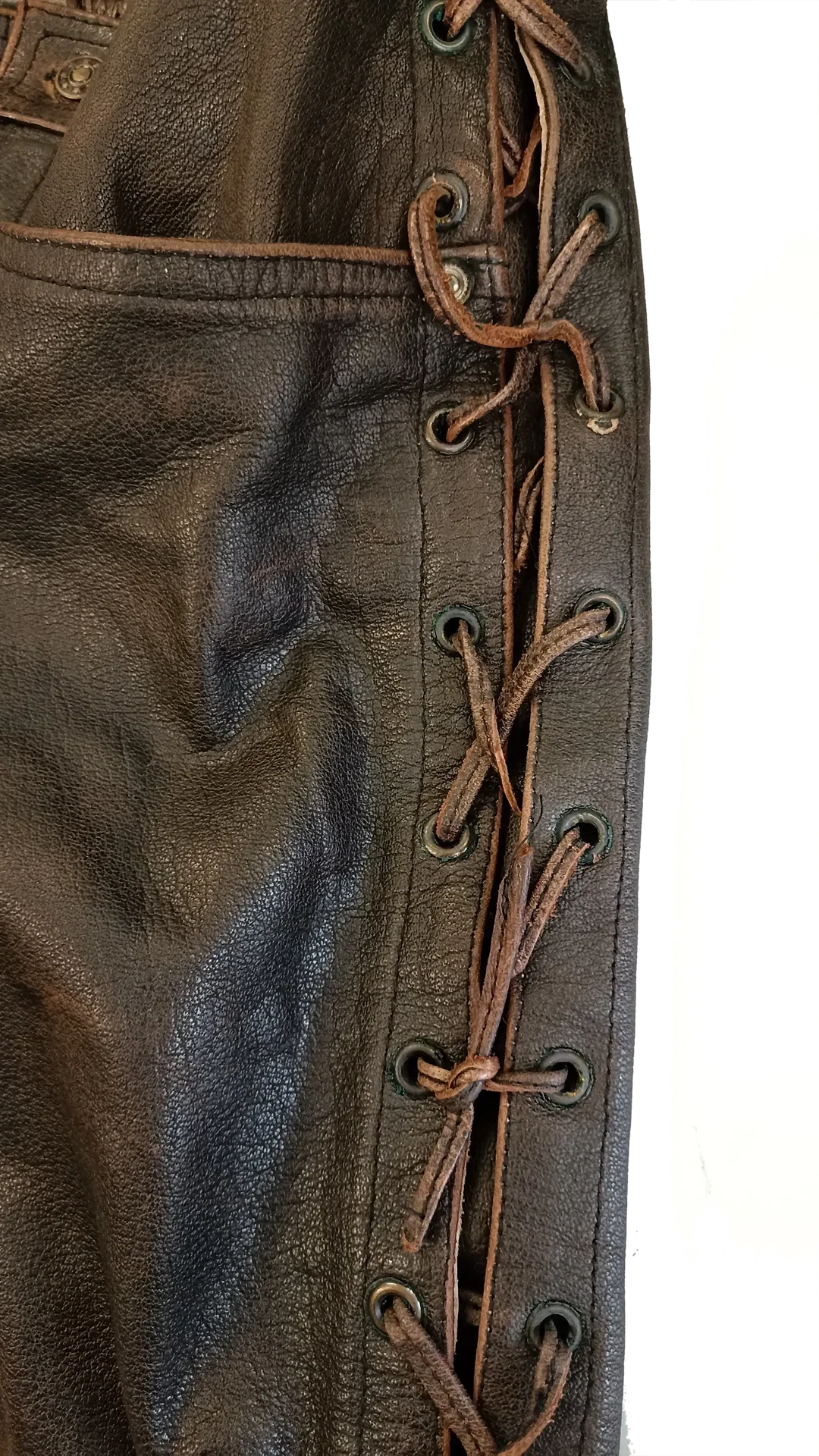 Gaucho Herren Leder Motorradhose braun Gr. 34 – Bild 4