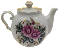Porzellan-Teekanne mit Blumenmotiv und Gold aus Kiew | Ukrainischer Sammlerstück – Vorschau 2