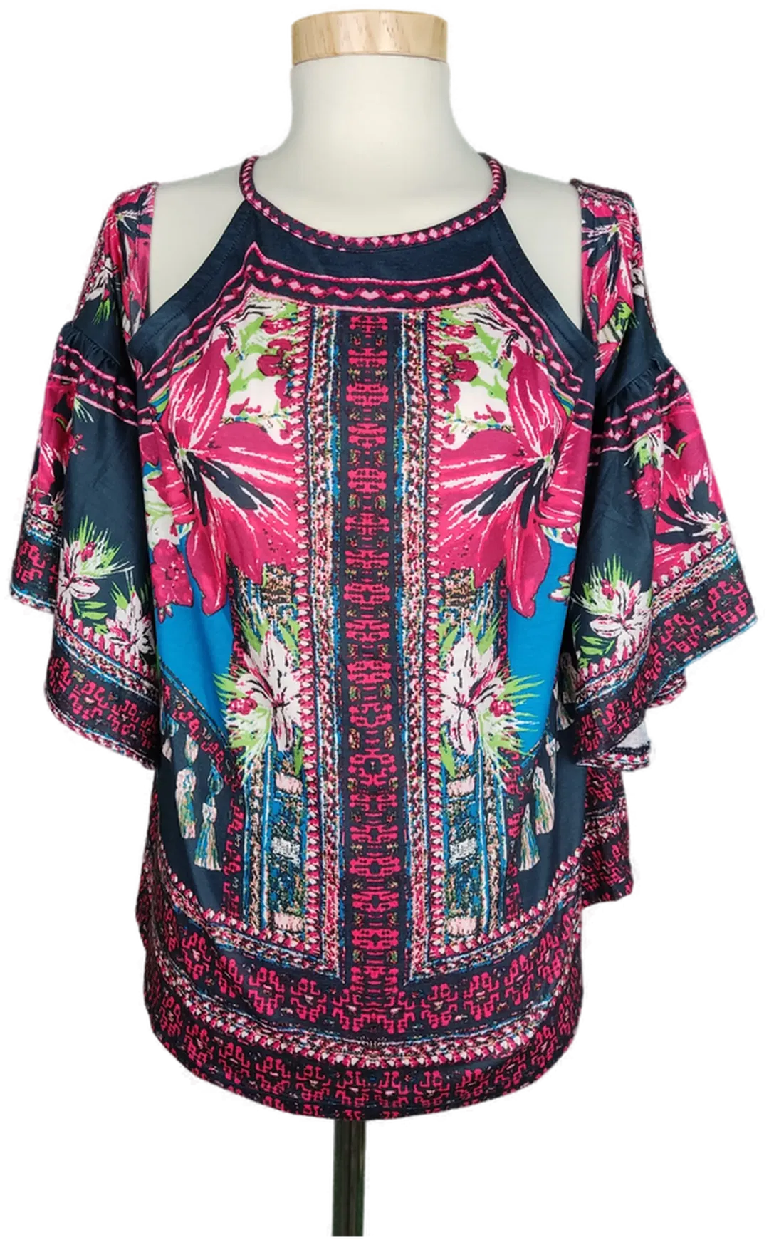 Bodyflirt Damen Blusenshirt pink/lbau gemustert - S/36/38 - Bild 4