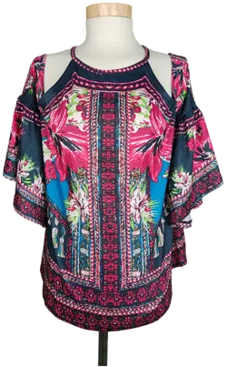 Bodyflirt Damen Blusenshirt pink/lbau gemustert - S/36/38 - Bild 1