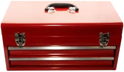 Rote Metall-Werkzeugkiste mit 2 Schubladen und Einsatz – robustes Werkzeug-Depot - Bild 2