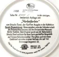 Hutschenreuther Sammelteller 1988 - „Herbstfarben“ von Ursula Band (Teller 5111 C) - Bild 3