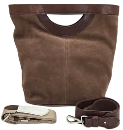 Max V. Koenig Damen Handtasche, dunkelbraun - mittel - Höhe ca. 29 cm 