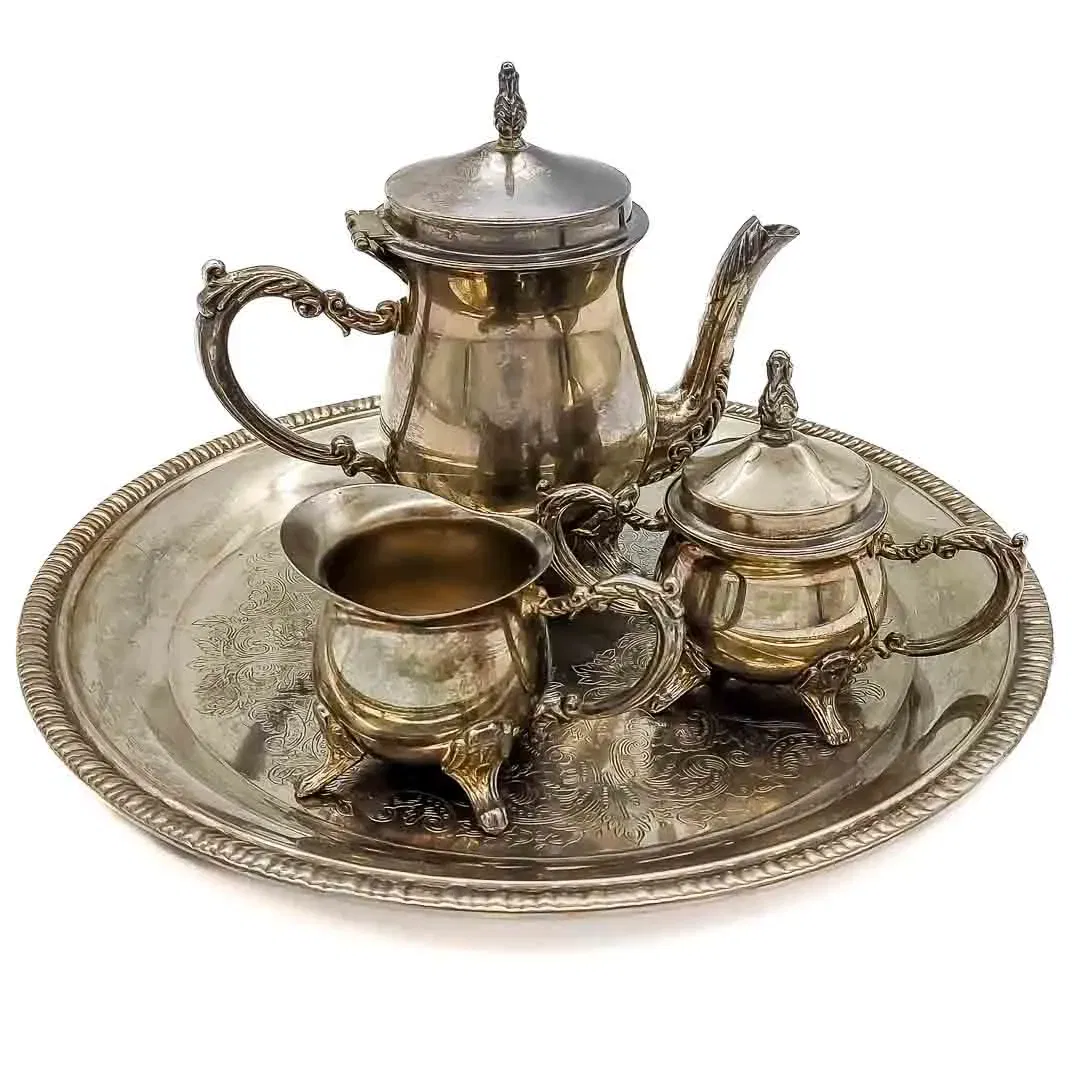 Kaffee-/Teeservice versilbert mit Tablett, 4-teilig - Bild 4