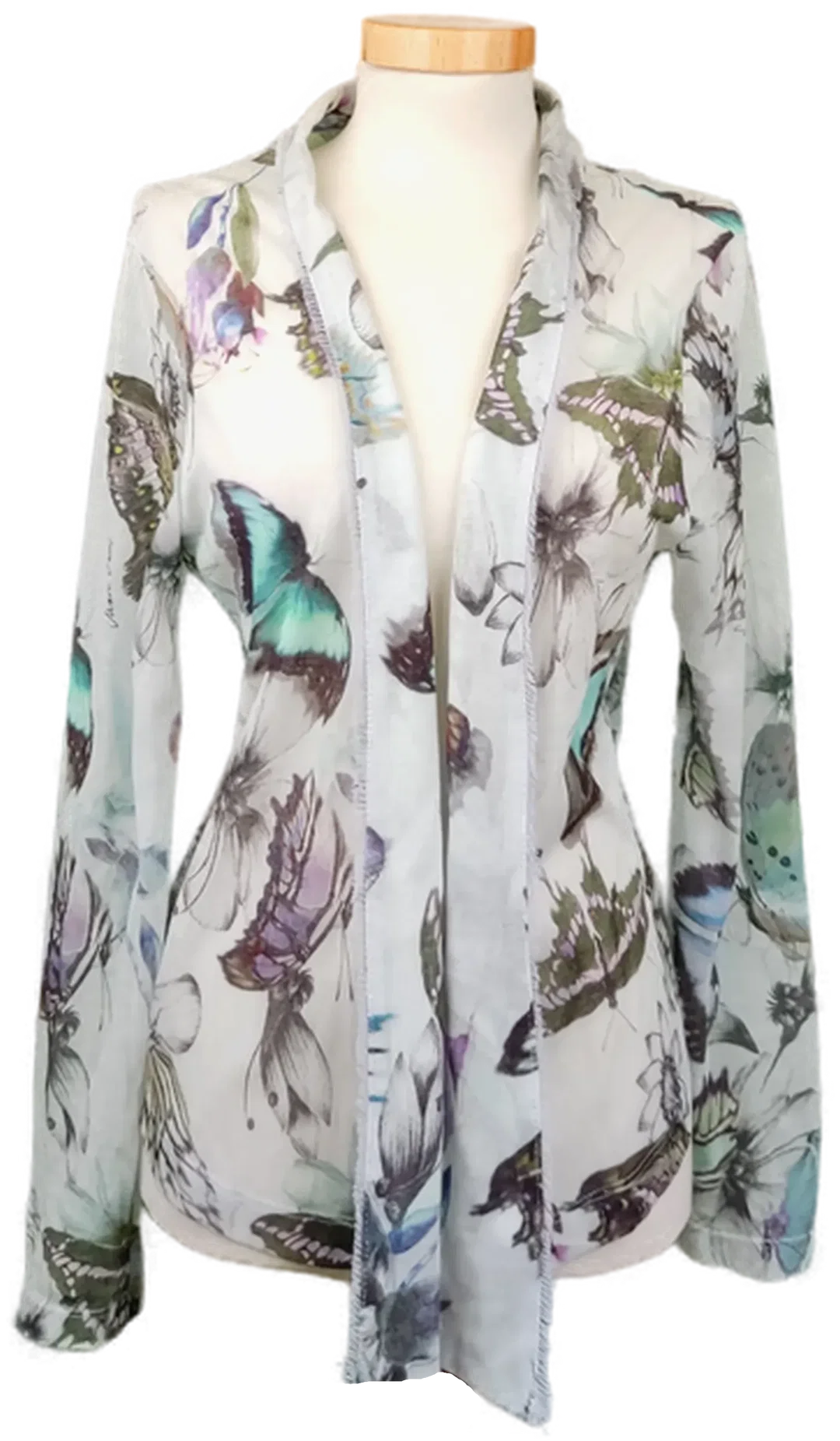 Marc Cain Damen Bluse weiß mit Schmetterlingsmuster Gr. M - Bild 1