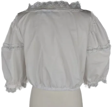 Dirndlbluse 'Emilia Lay', weiß mit Rüschen, Größe 46 – Bild 3