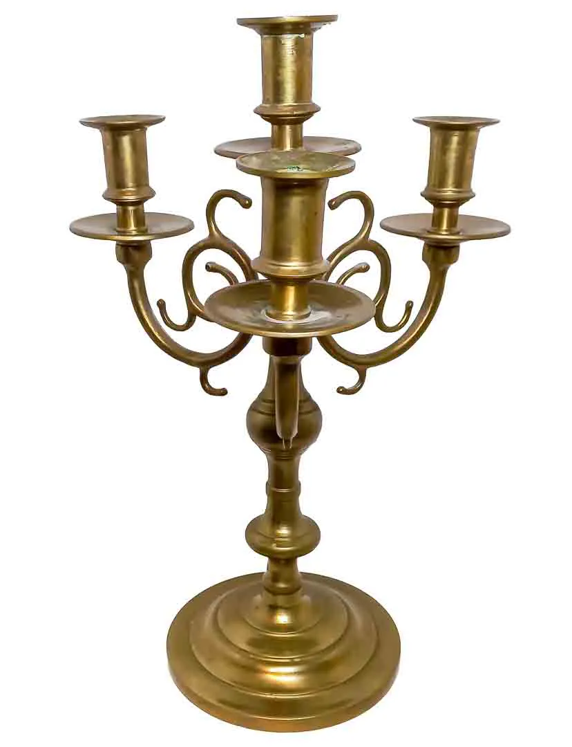 Edler 3-armiger Kerzenleuchter aus massivem Messing (34 cm) - Bild 1