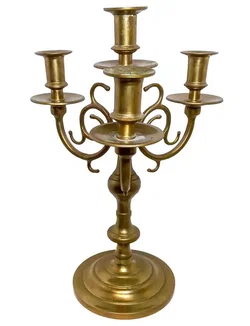 Edler 3-armiger Kerzenleuchter aus massivem Messing (34 cm) - Bild 1