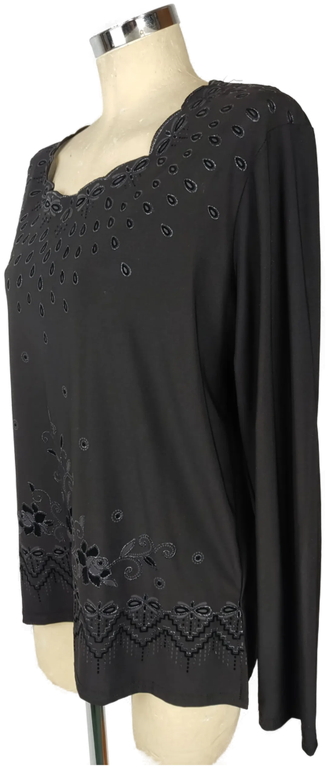 H&D Schwarze Damenbluse Bestickt XL | Eleganter Auftritt – Bild 4