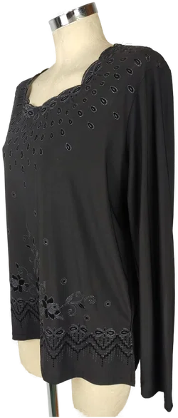 H&D Schwarze Damenbluse Bestickt XL | Eleganter Auftritt - Bild 4
