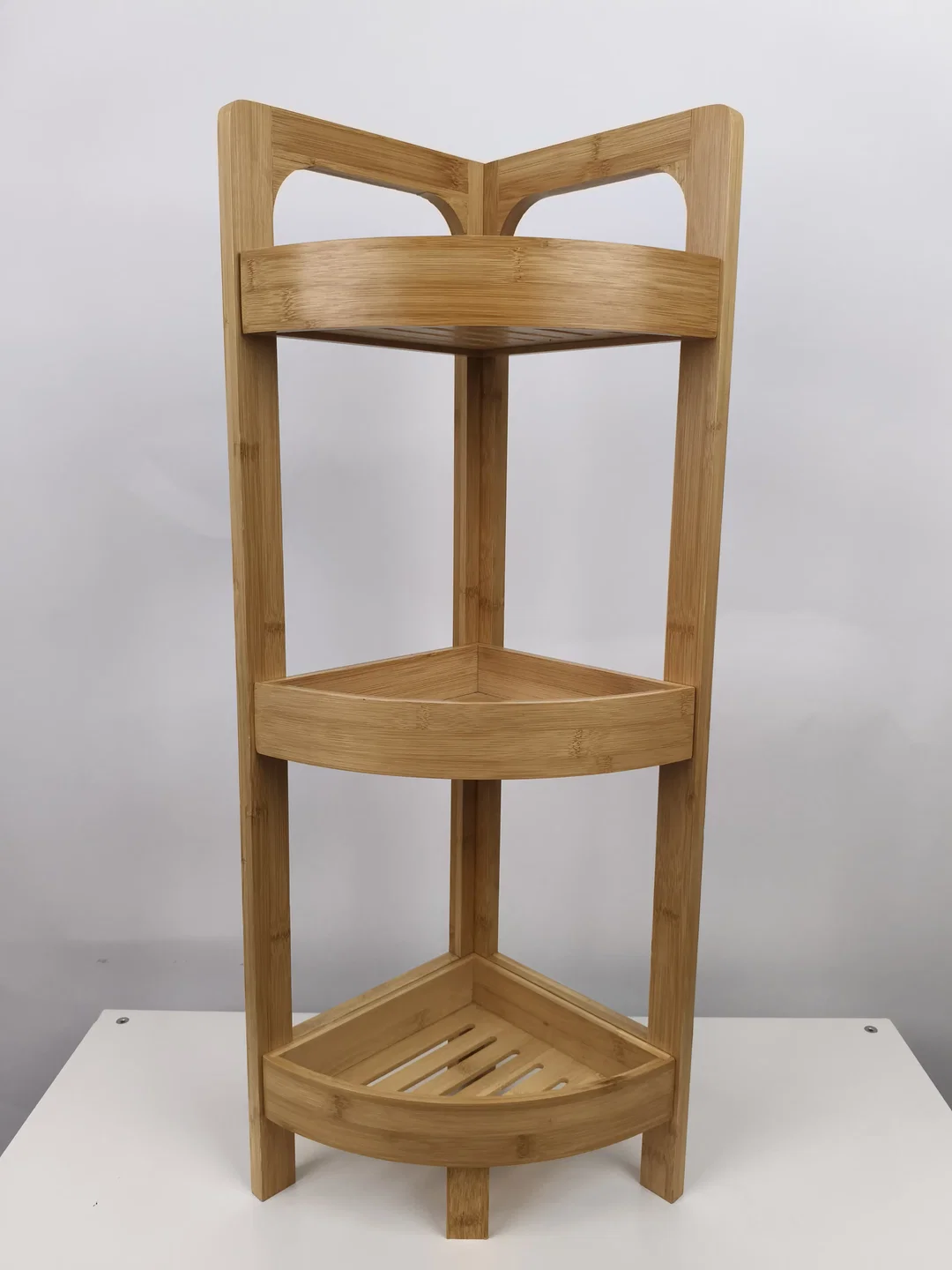 Regal, kleines Eckregal Bambus, Höhe 77cm – Bild 1