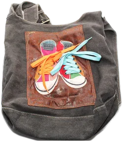 Canvas Umhängetasche Modell Viktorya – Sneaker Motiv, Jeansgrau, verstellbar - Bild 1