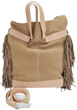 Max V. Koenig Damen Lederhandtasche mit Fransen, beige/creme - Höhe ca. 37 cm  - Bild 1