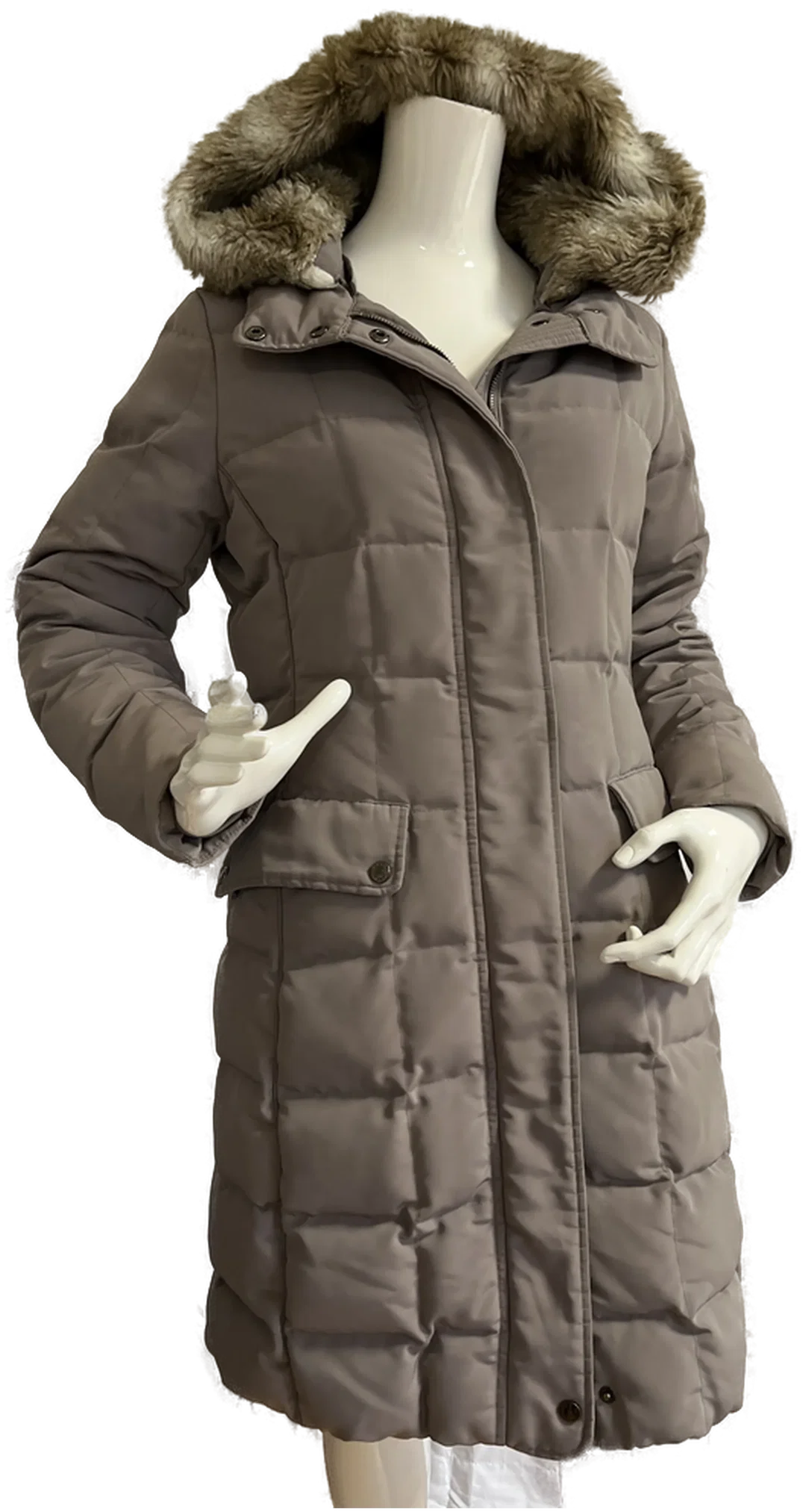 GEOX Damen Daunenmantel mit Kapuze Gr. 36 taupe - Bild 1