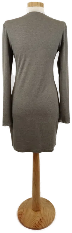 Damen Langarm Shirtkleid Feinripp mit Zipp, Grau, Gr. M - Bild 3