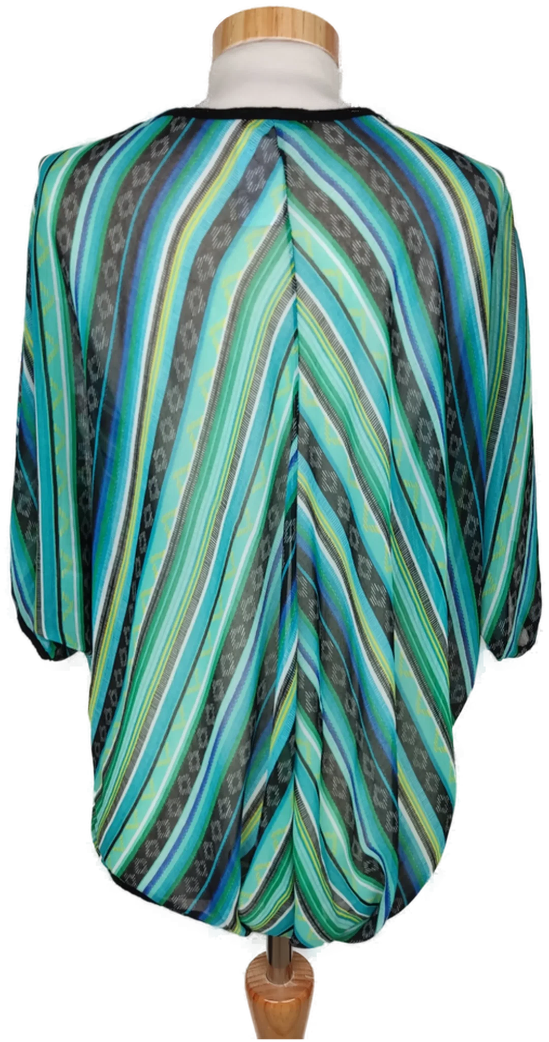 Chilli Damen Bluse grün/schwarz/blau gestreift - S/M – Bild 2