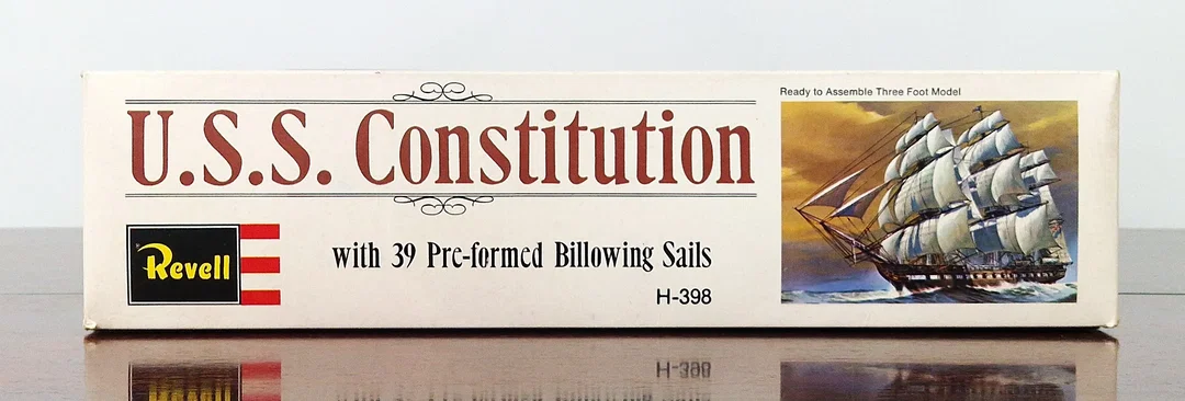 Vintage Revell U.S.S. Constitution "Old Ironsides" Modellbausatz (H-398) - 1970er Originalausgabe, Ungebaut in OVP (Segel teils beschädigt) – Bild 4