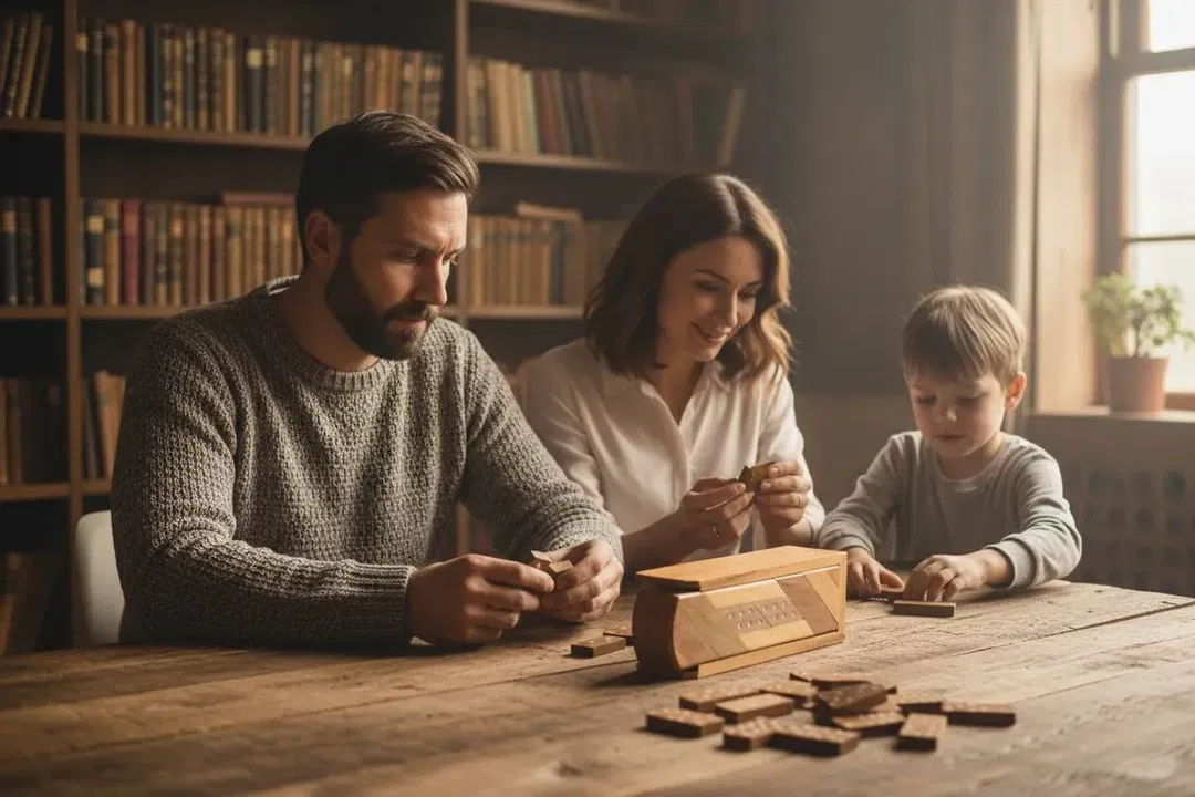 Holz-Domino Spiel – klassisches Dominospiel in Holzkiste - Bild 4
