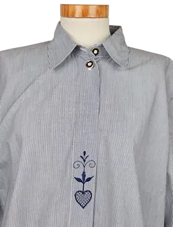 Rena Moden Vintage Damen Trachtenbluse, blau/weiß - Gr. XL  - Bild 4