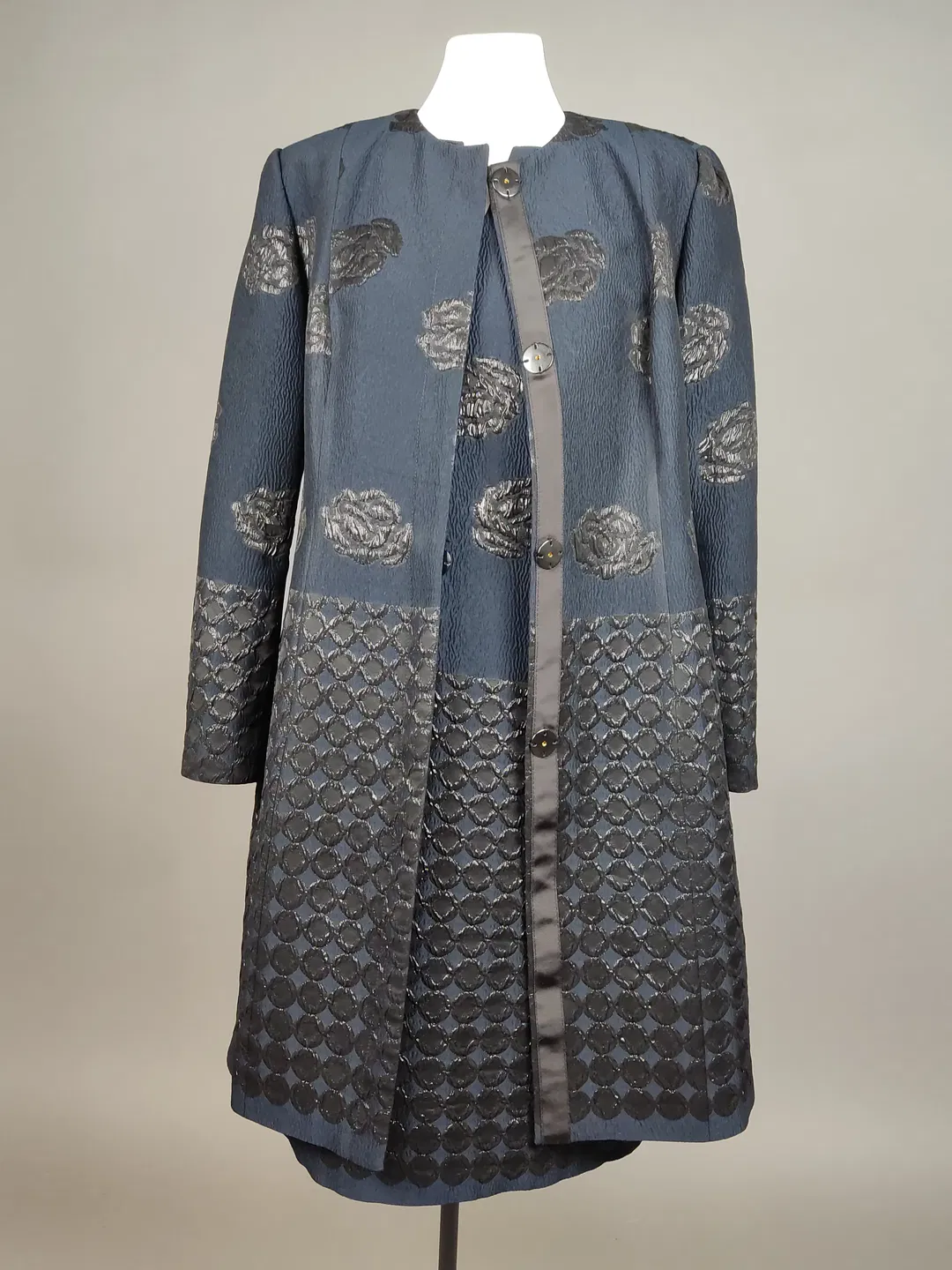 Barbara Schwarzer Damen Zweiteiler, Kleid mit Mantel dunkelblau - L / 40 - Bild 4