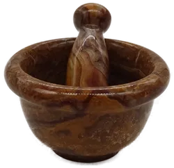 Onyx Handmühle Mörser und Stößel-Set Maße Höhe ca 27cm Breite ca 10cm - Bild 3