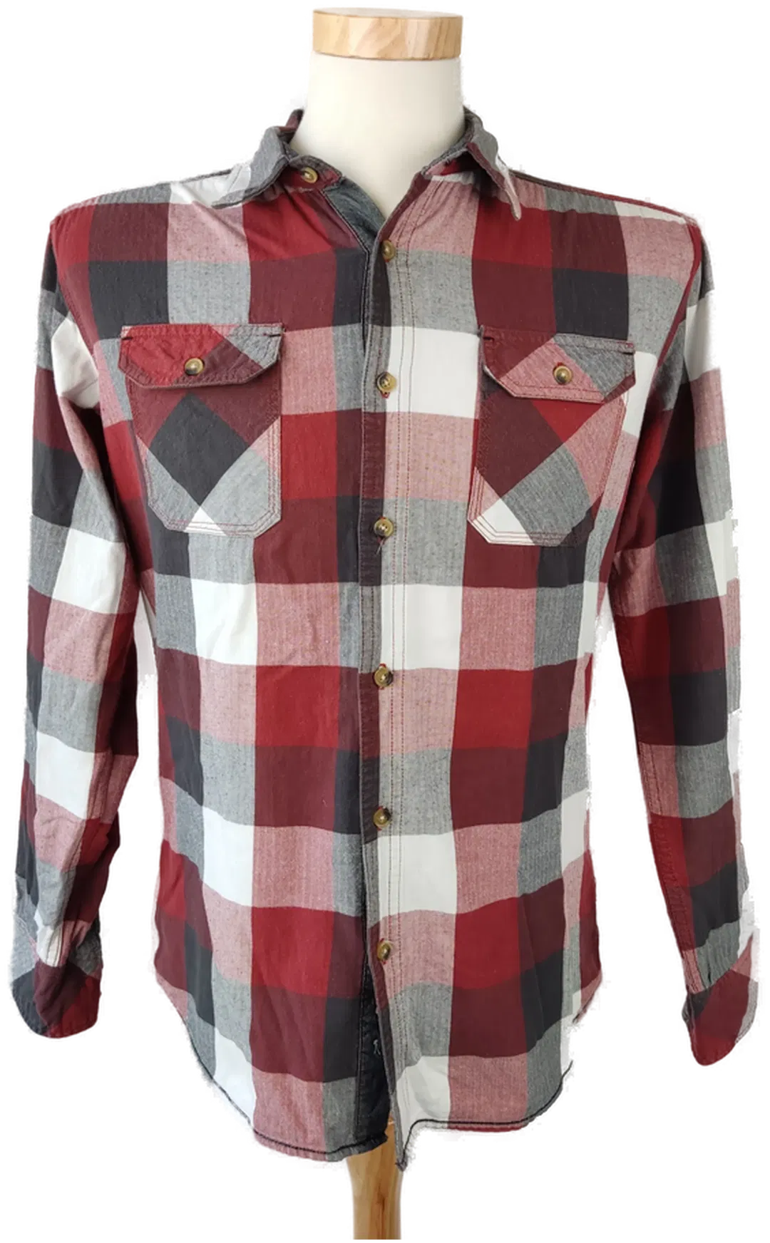 Shine Fashion Herrenhemd rot, schwarz kariert - Gr. M  - Bild 4