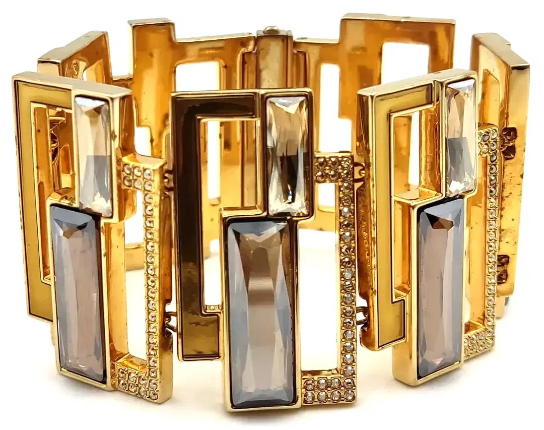 Swarovski-Statement-Gliederarmband - geometrischer Art-Déco-Stil – Bild 1