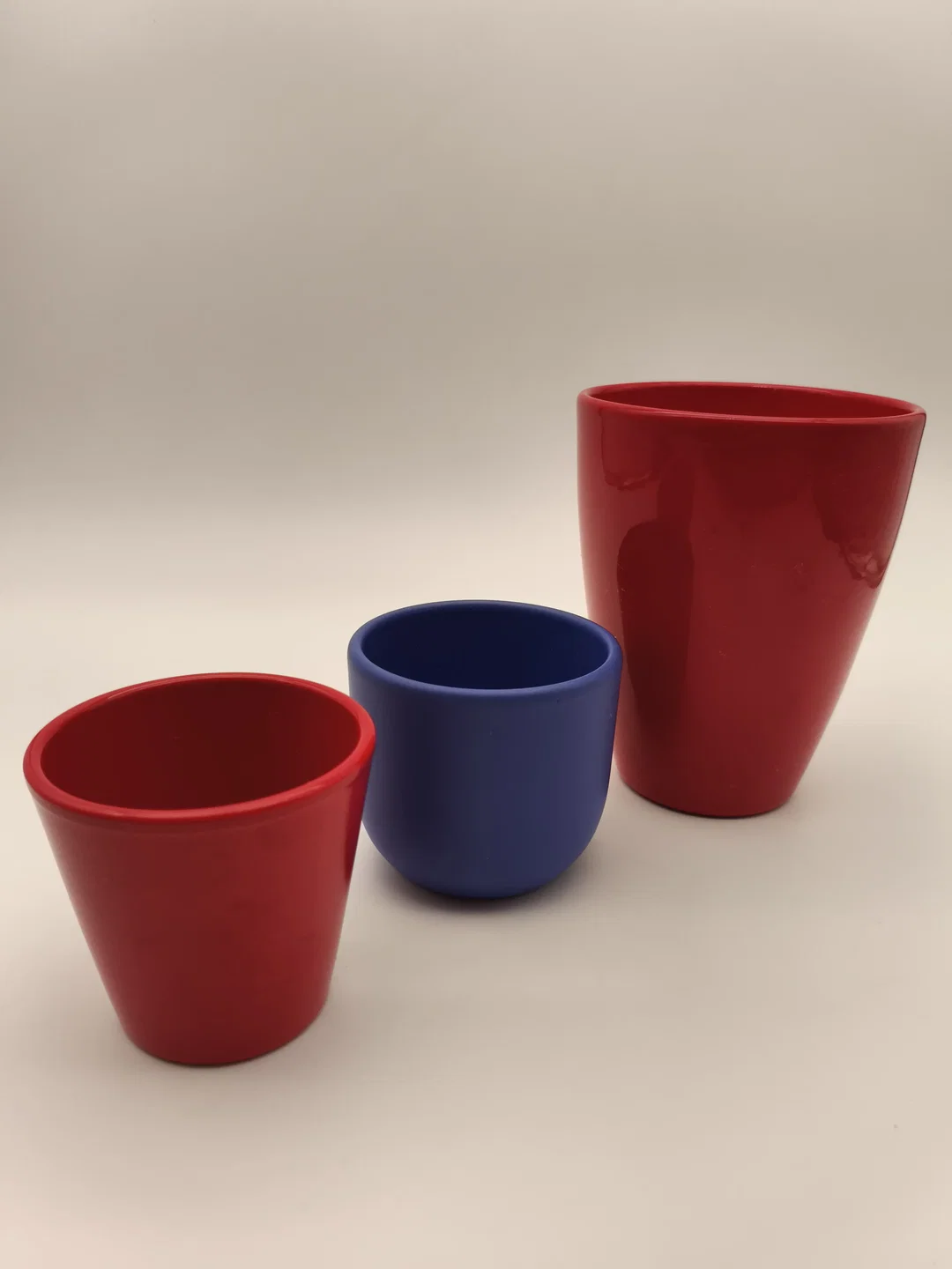 Set Rot/Blau, 3 Übertöpfe Keramik - Bild 1