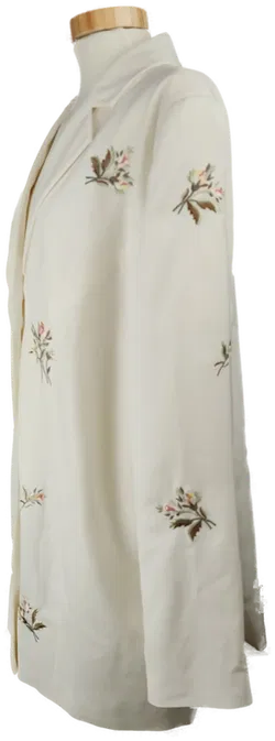 Damen Blazer Sommerjacke - geblümt, weiß - Gr. 50  - Bild 2