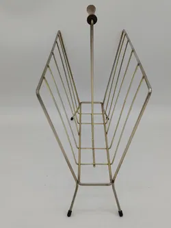 Vintage-Zeitschriftenständer aus Messing mit Holzgriff  - Bild 3