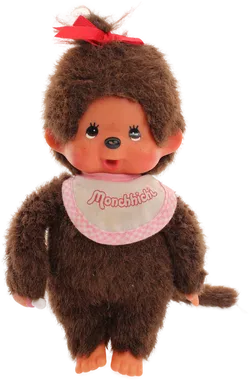 Niedliche Monchhichi-Mädchen mit roter Schleife & Lätzchen - Vintage Sammlerstück - Bild 3