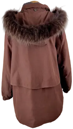 Jacke langarm mit Stehkragen und Kapuze, dunkelbraun, Größe 48 - Bild 3