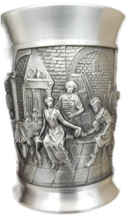 Zinnset echte Handarbeit originalverpackt 1 Krug, 6 Becher - Bild 11