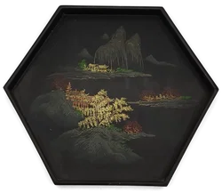 Vintage Japanisches Lacktablett mit Chinoiserie Dekor - Bild 3