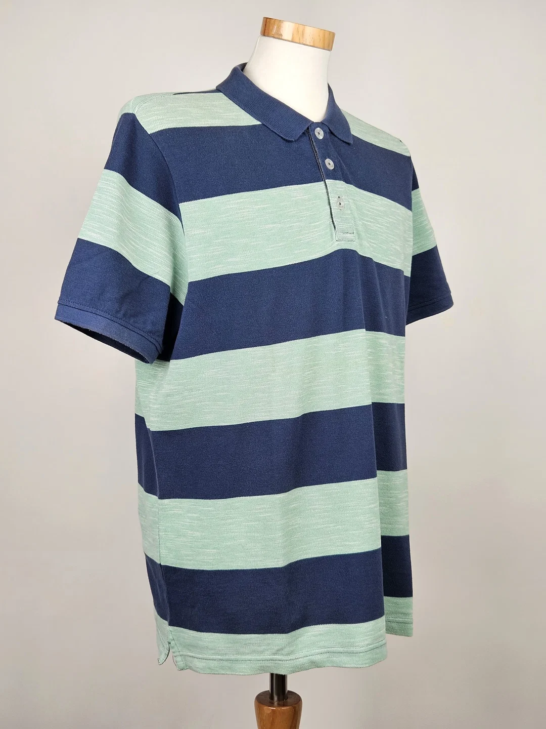 Charles Vögele Herren Poloshirt, blau/grün - Gr. L  – Bild 2