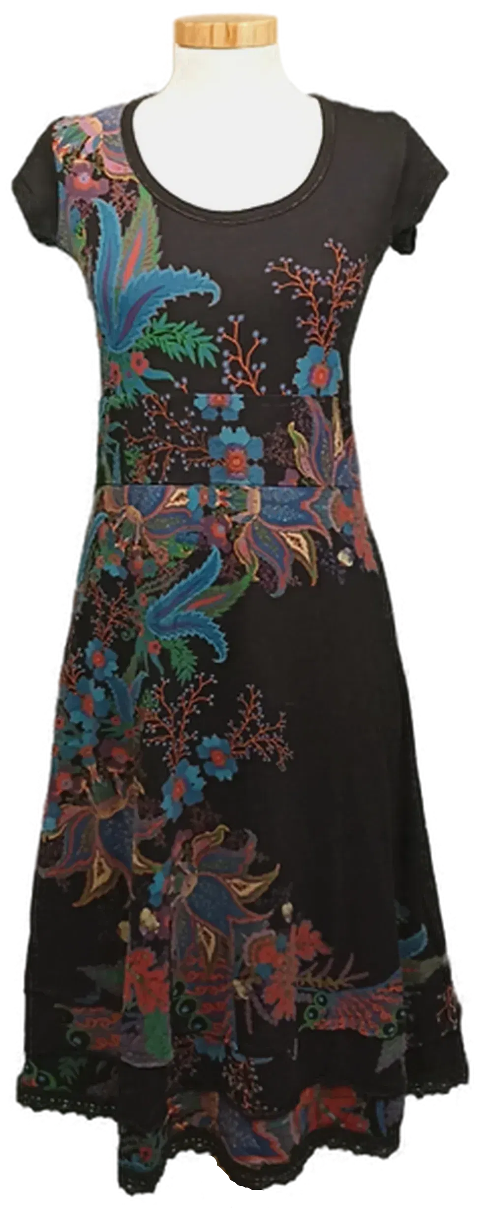 Desigual Damen Midikleid schwarz geblümt Gr. M - Bild 1