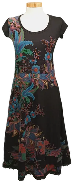 Desigual Damen Midikleid schwarz geblümt Gr. M - Bild 1